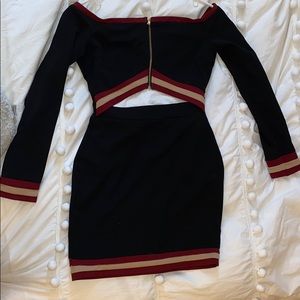 Long sleeve, front cutout dress